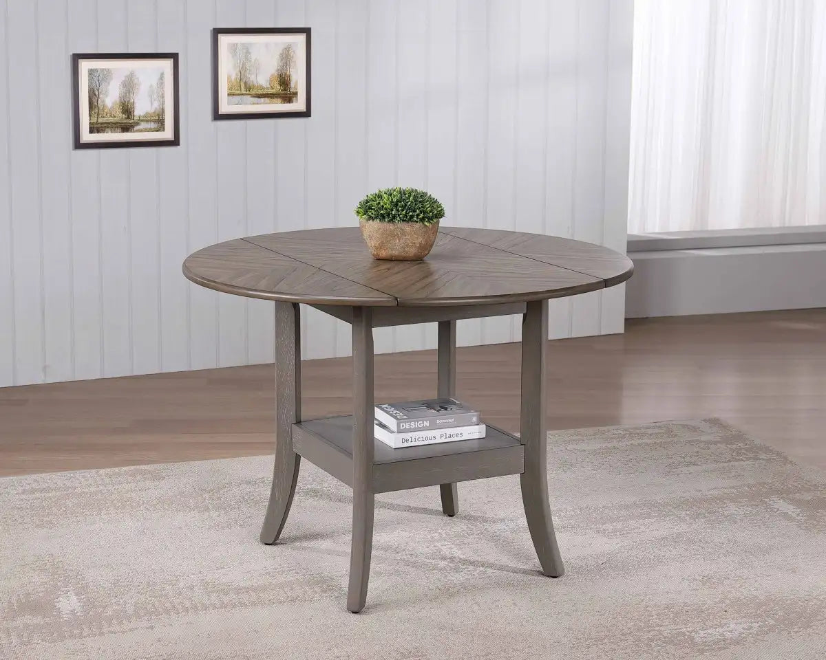 Table à manger en chêne Tulita à abattants - Chêne et Gris