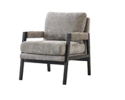 Fauteuil Carlo en Chenille Gris - Cadre Noir Minuit