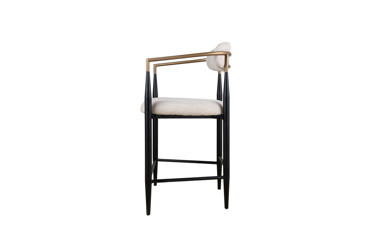 Set de 2 Tabourets de Comptoir Mykos - Tissu Beige