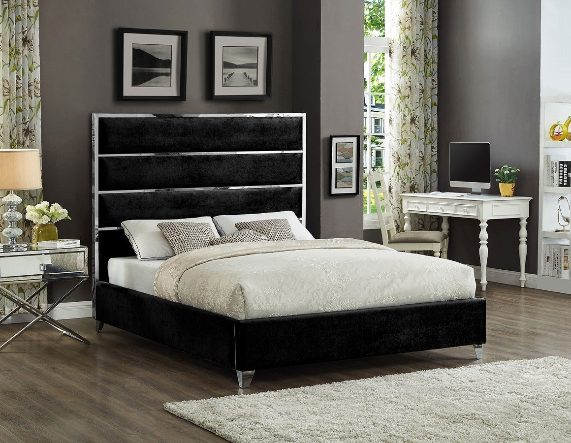 Lit en Velours Noir