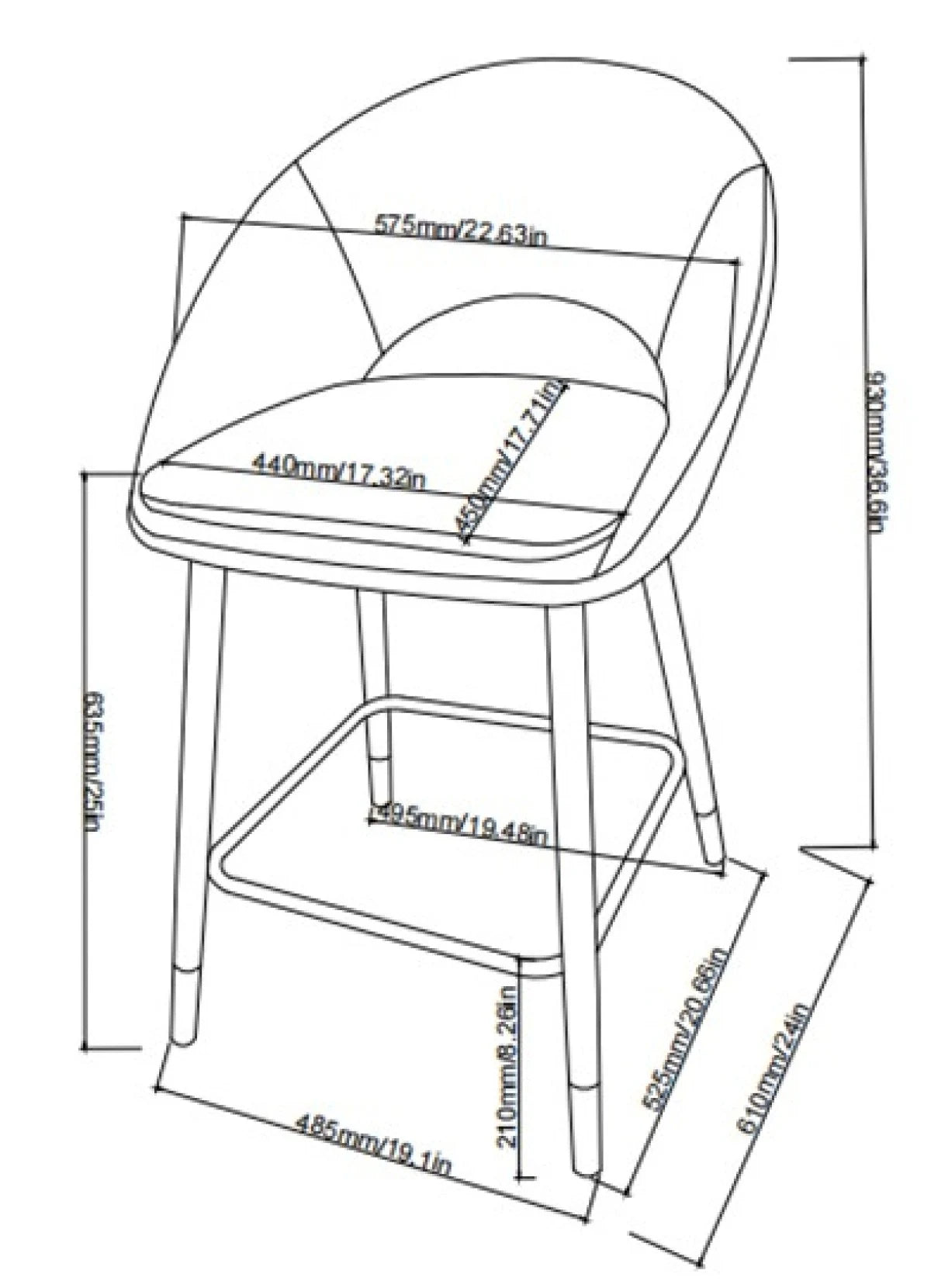 Tabourets Mila (Ensemble de 2) | Gris &amp; Or | Confort Moderne