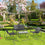 Ensemble de meubles de patio 4 pièces avec siège Texteline, ensemble de conversation en plein air avec causeuse, table basse centrale pour terrasse de jardin, noir