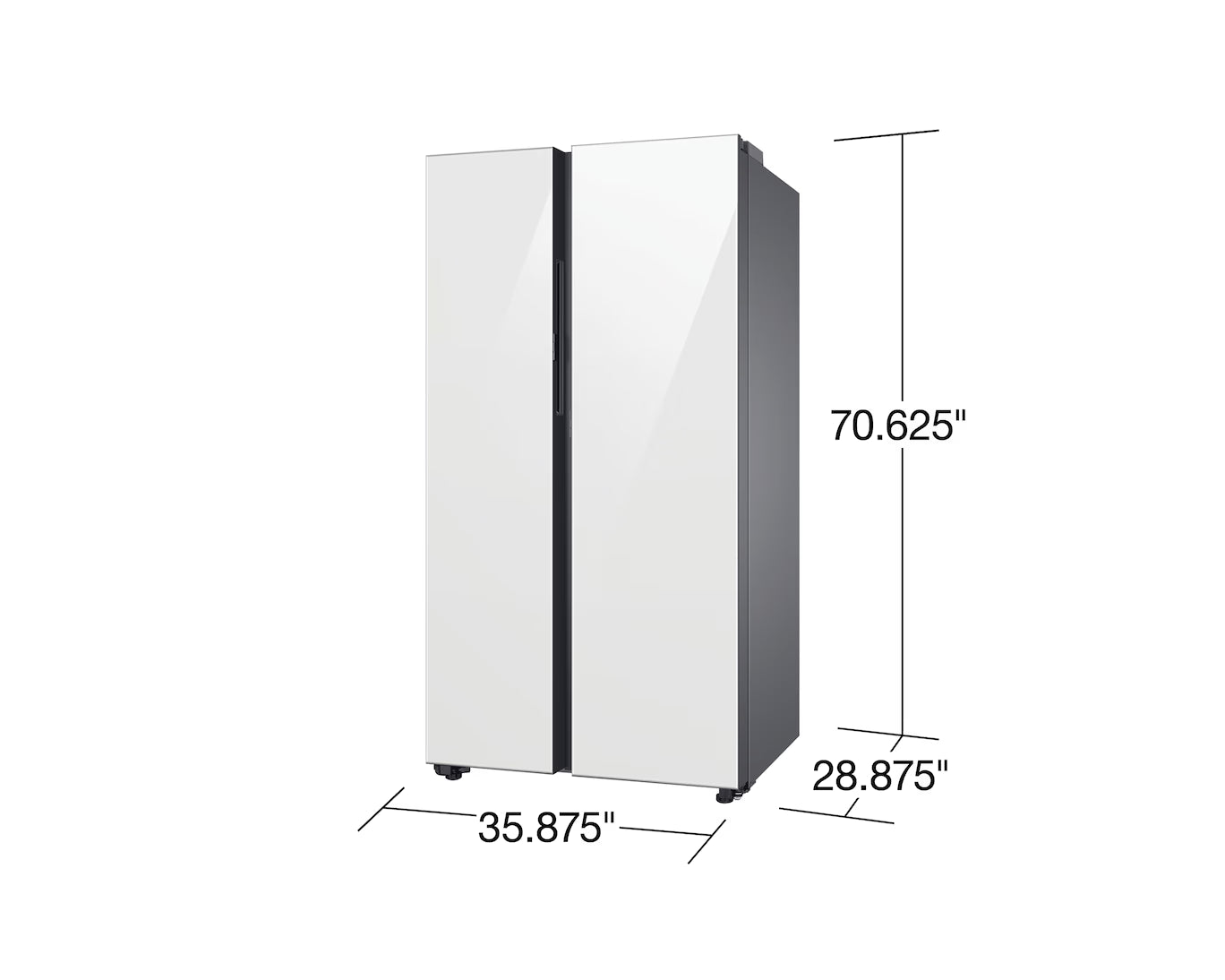 Réfrigérateur Samsung BESPOKE 36" Side-by-Side 23 pi³ Verre Blanc Prof. Comptoir