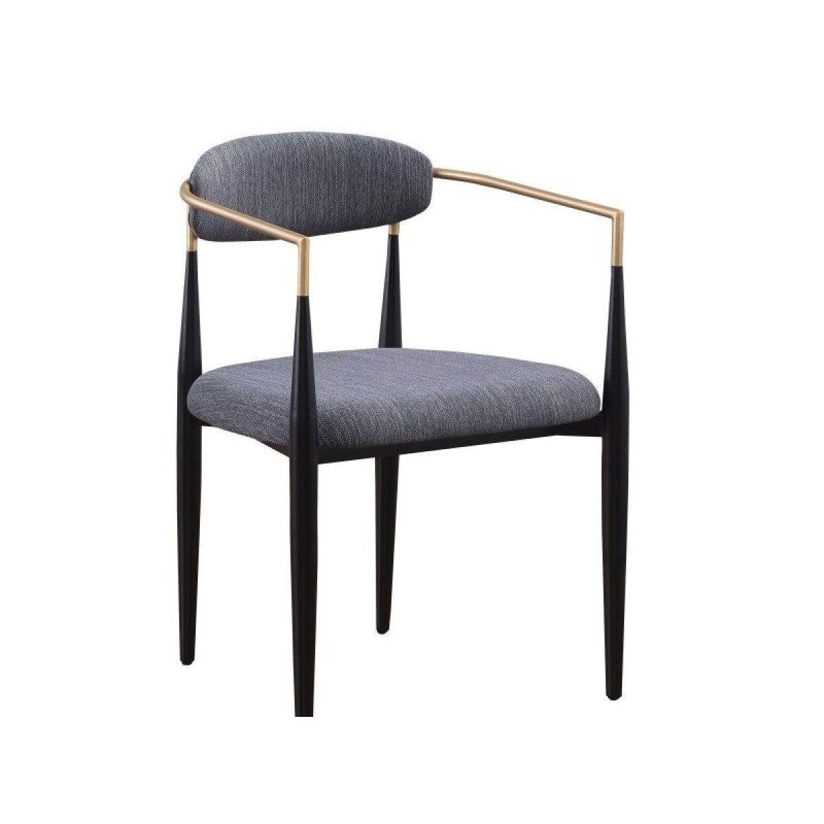Chaises Mykos en tissu texturé gris | Finition noir et or (Lot de 2)
