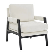 Fauteuil Carlo en Chenille Beige - Cadre Noir Minuit