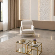 Fauteuil d'Appoint Nepal Luxe en Tissu Beige