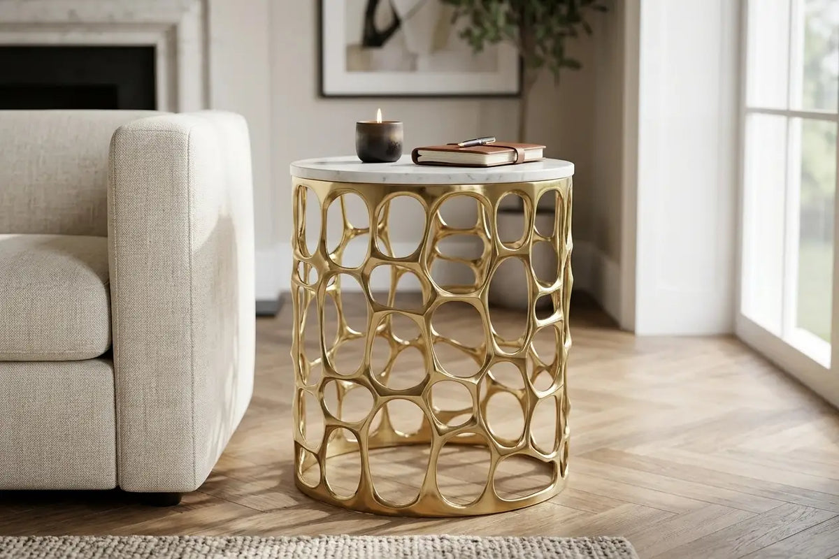 Table d’appoint Mario avec plateau en marbre | GY-ET-2179G-WM