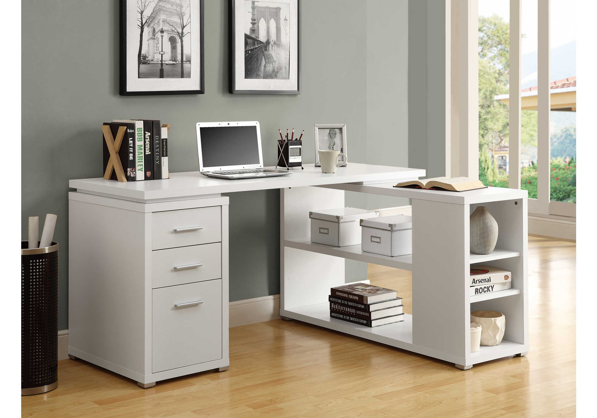 Computer desk - white / left or right corner configuration:I 7023