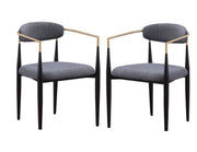 Chaises Mykos en tissu texturé gris | Finition noir et or (Lot de 2)