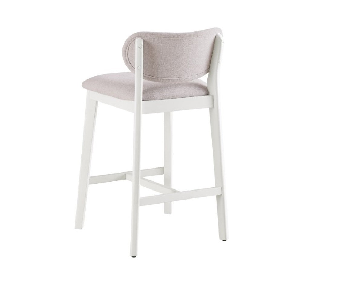 Set de 2 Tabourets de Comptoir Durana - Crème et Bois