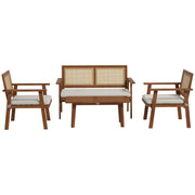 Ensemble de meubles de Patio en osier, 4 pièces, avec coussins de siège, canapé causeuse, coussins de siège pour jardin, arrière-cour
