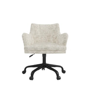 Chaise de travail Francie en tissu beige | Accents capitonnés et pivotant