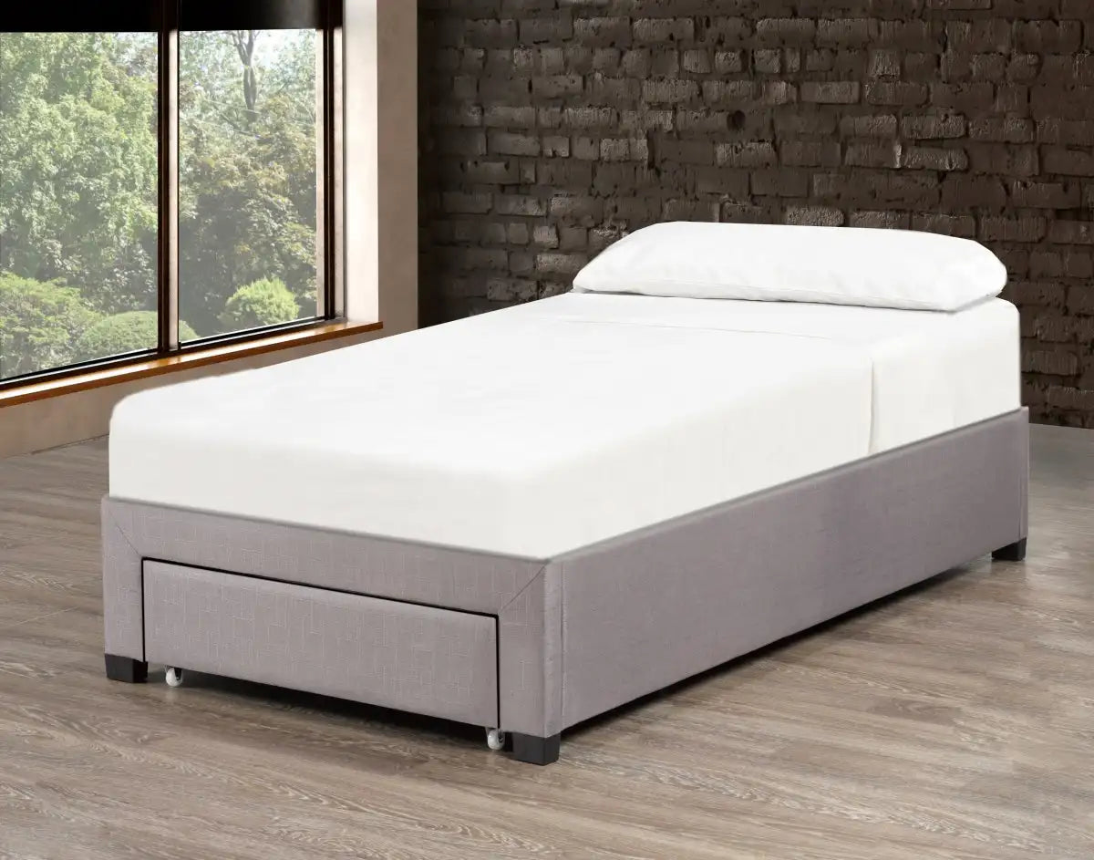 Base de Lit Bradley | Gris | Tiroirs & Lattes | Toutes Tailles