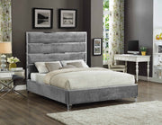 Lit en Velours Gris