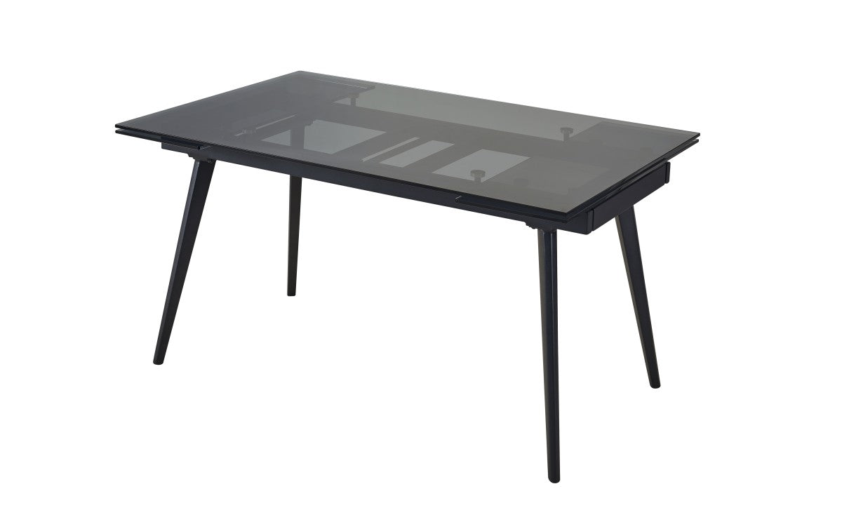 Table à manger extensible noire Makena - Verre et Métal