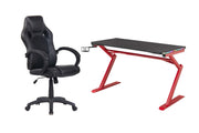 ENSEMBLE BUREAU ET CHAISE GAMING, NOIR/ROUGE ( Meuble Mtl )