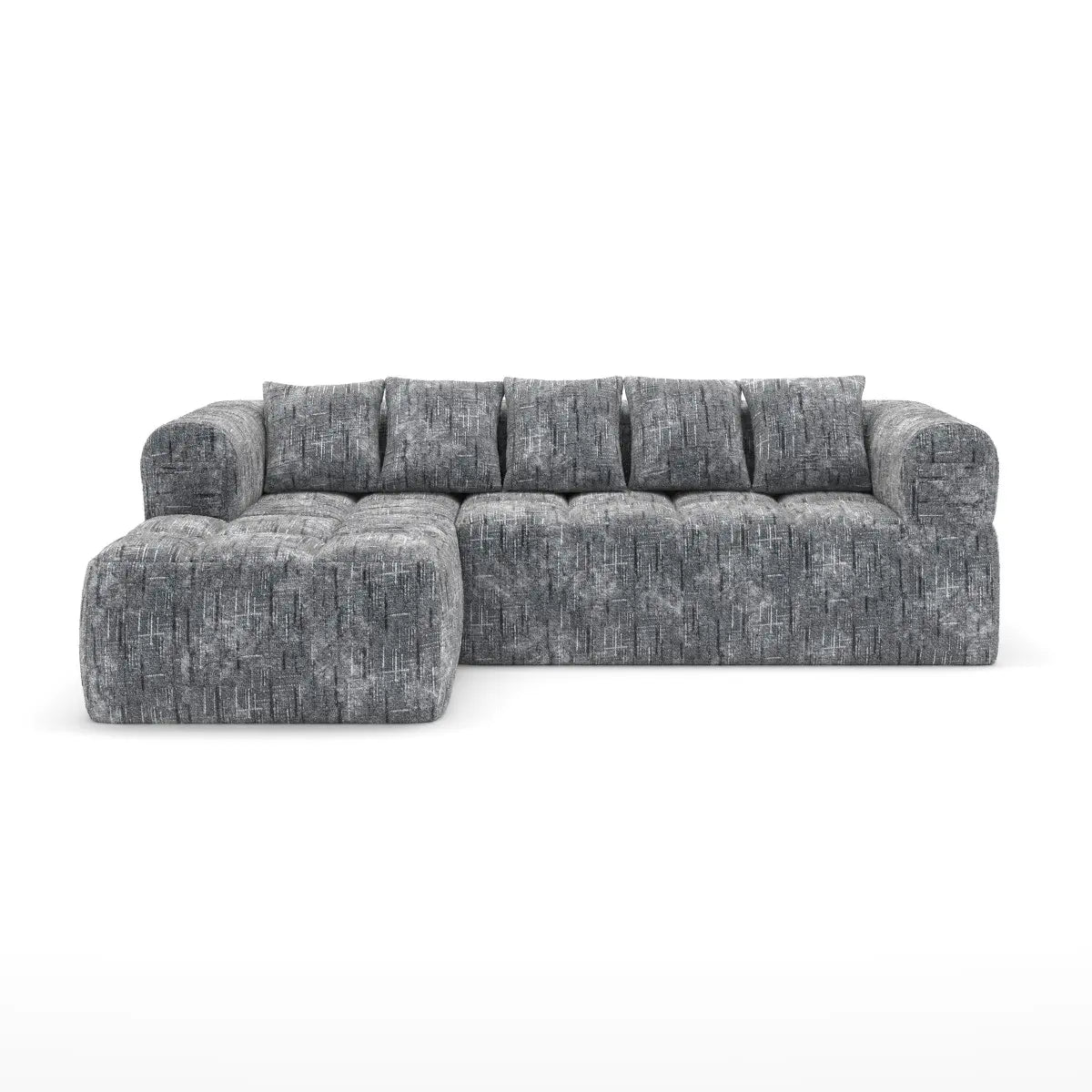 Sectionnel en tissu gris Mason | Ressorts ensachés confort et mousse 30D