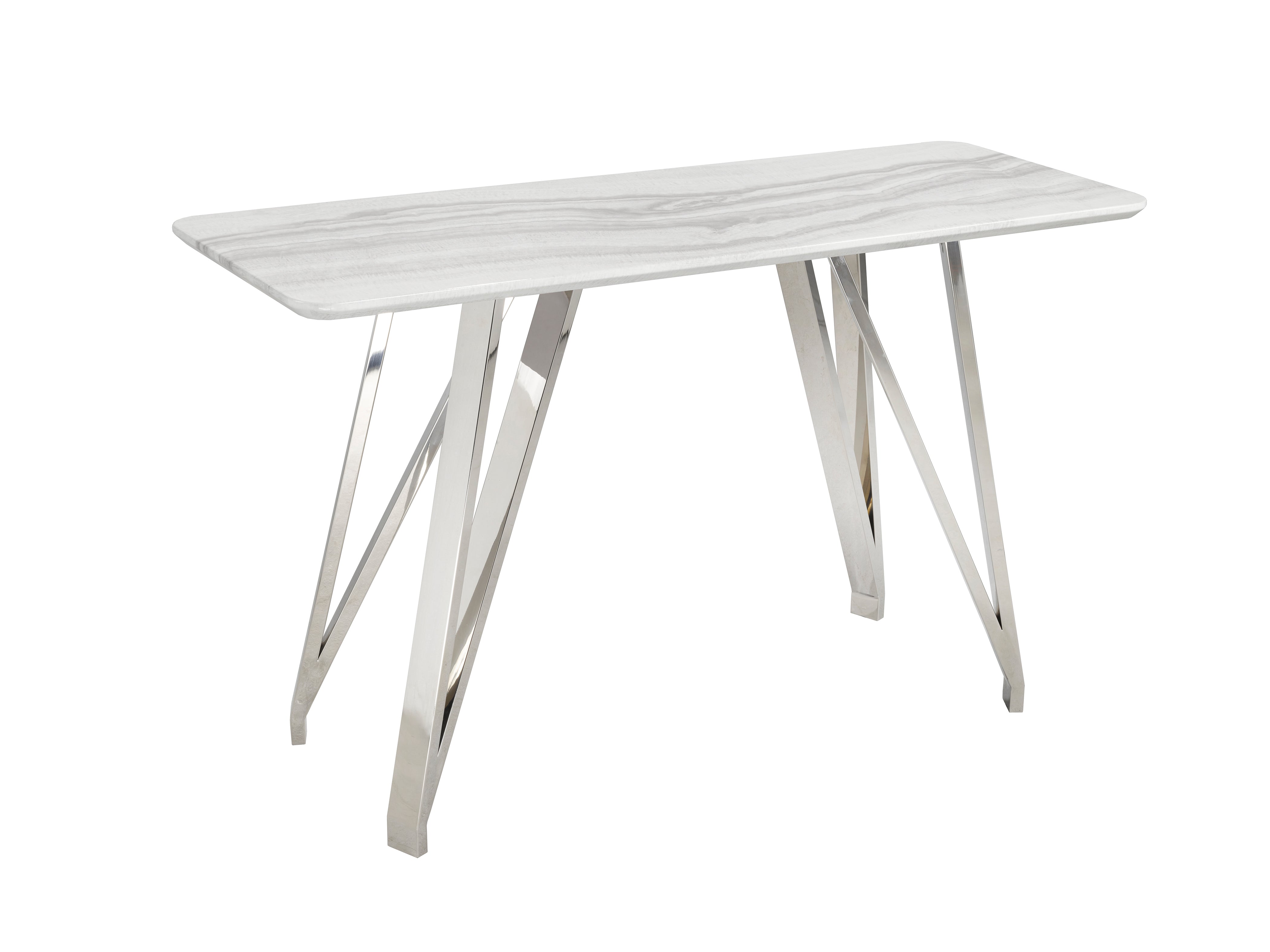 TABLE CANAPÉ - BLANC/ARGENT ( Meuble Mtl )