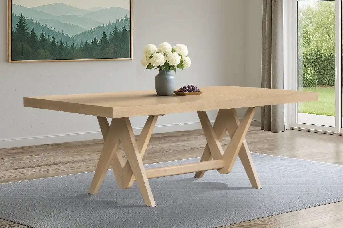 Table à manger extensible Cosima | Fini naturel et base géométrique