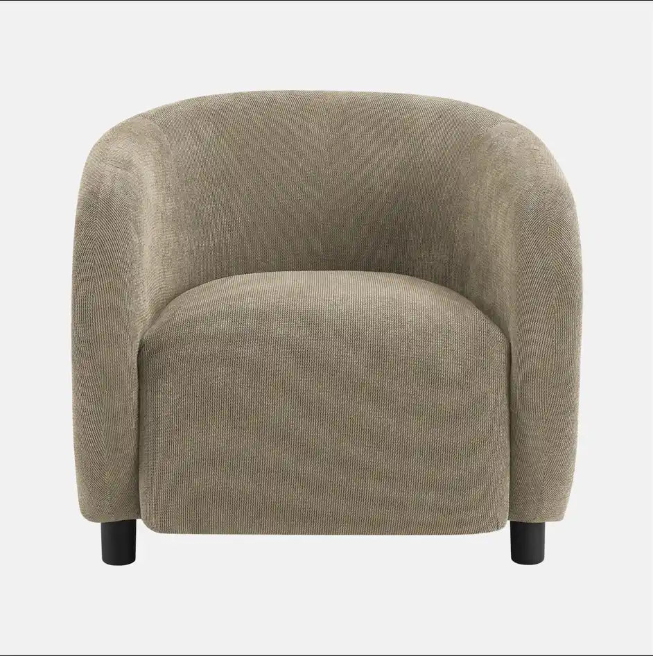 Fauteuil d'Appoint Tonneau Brun Clair avec Pieds Noirs