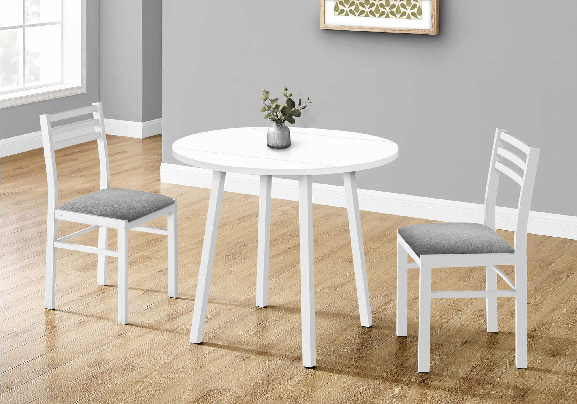 DINING SET - 3PCS SET / WHITE TOP / WHITE META /  I 1011