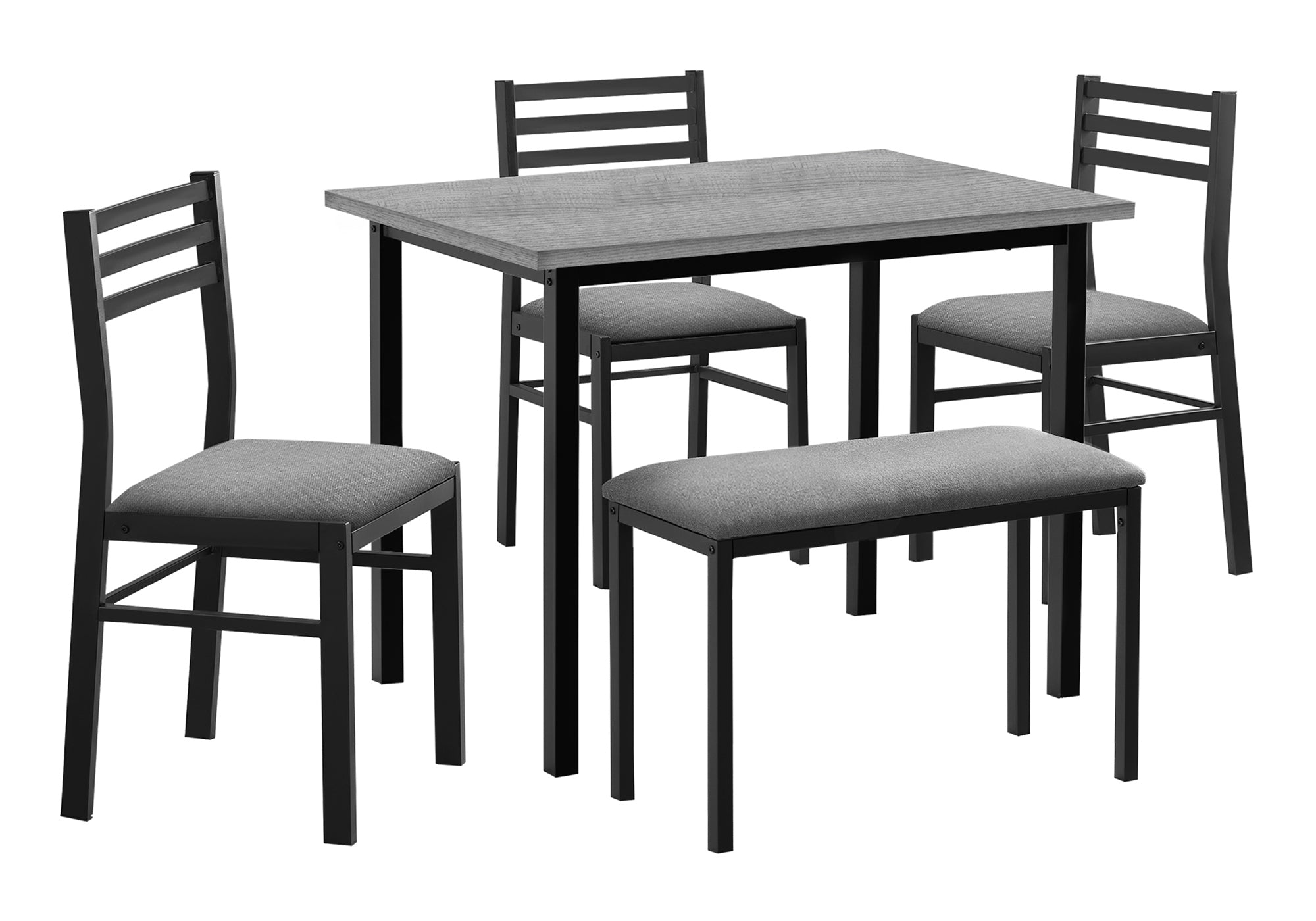 DINING SET - 5PCS SET / GREY TOP / BLACK METAL  I 1037