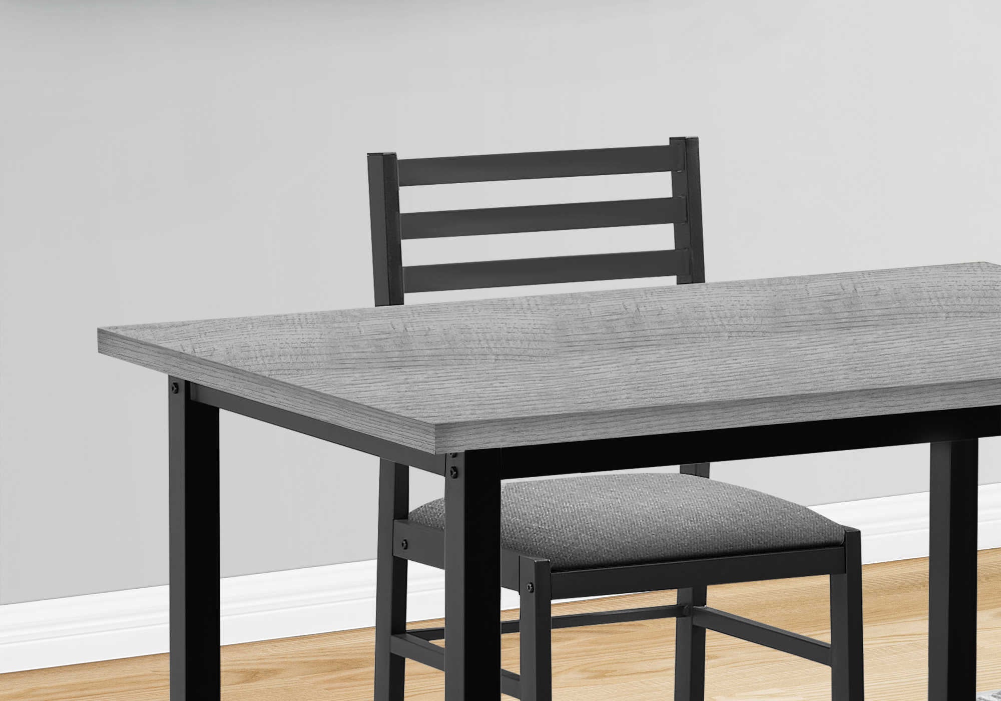 DINING SET - 5PCS SET / GREY TOP / BLACK METAL  I 1037