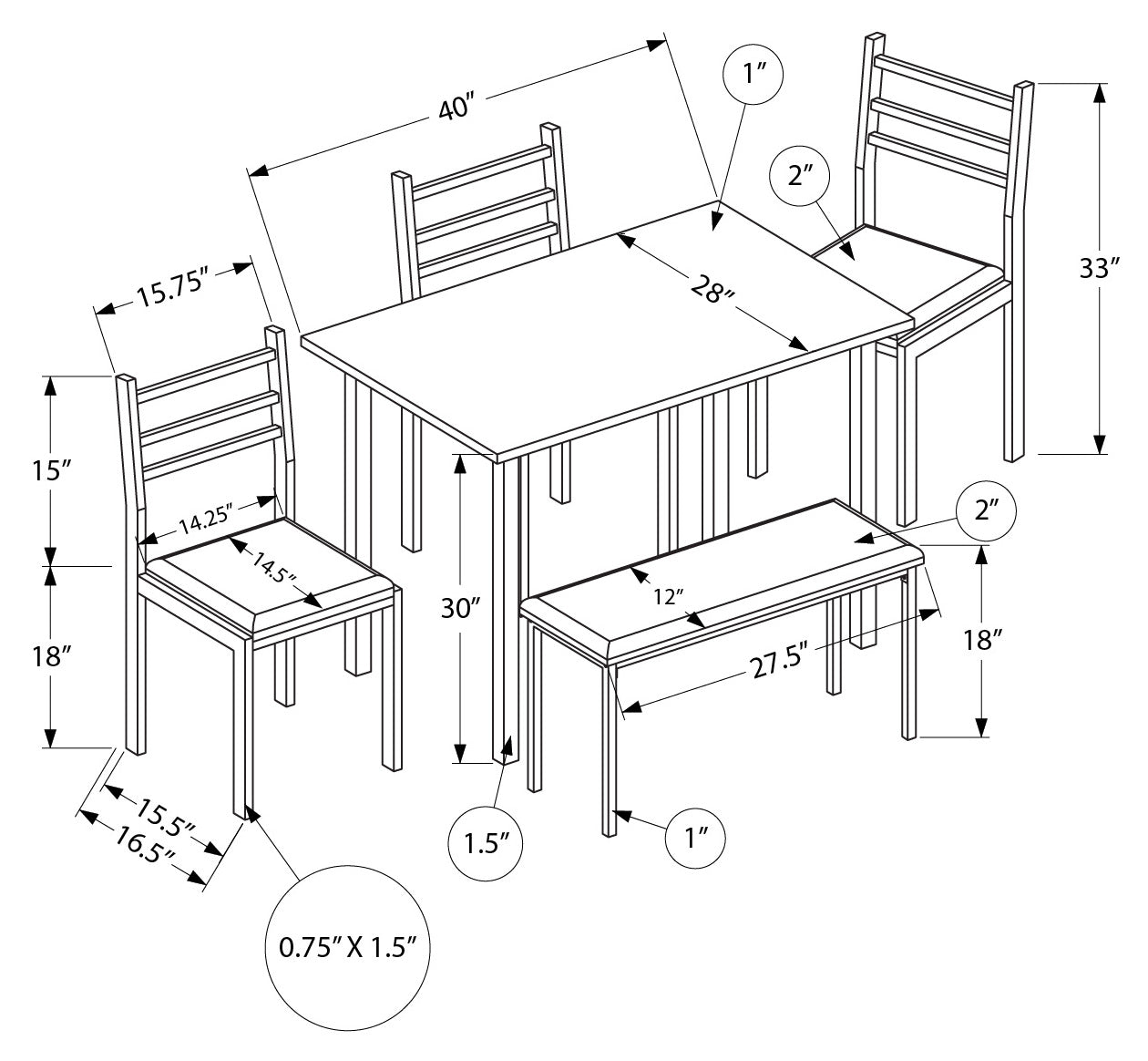 DINING SET - 5PCS SET / GREY TOP / BLACK METAL  I 1037