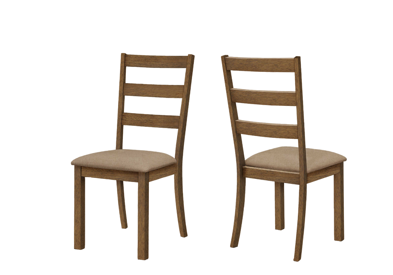 CHAISE DE SALLE À MANGER - 2PCS / 40"H NOYER BRUN / TISSU BEIGE ( Meuble Mtl ) 