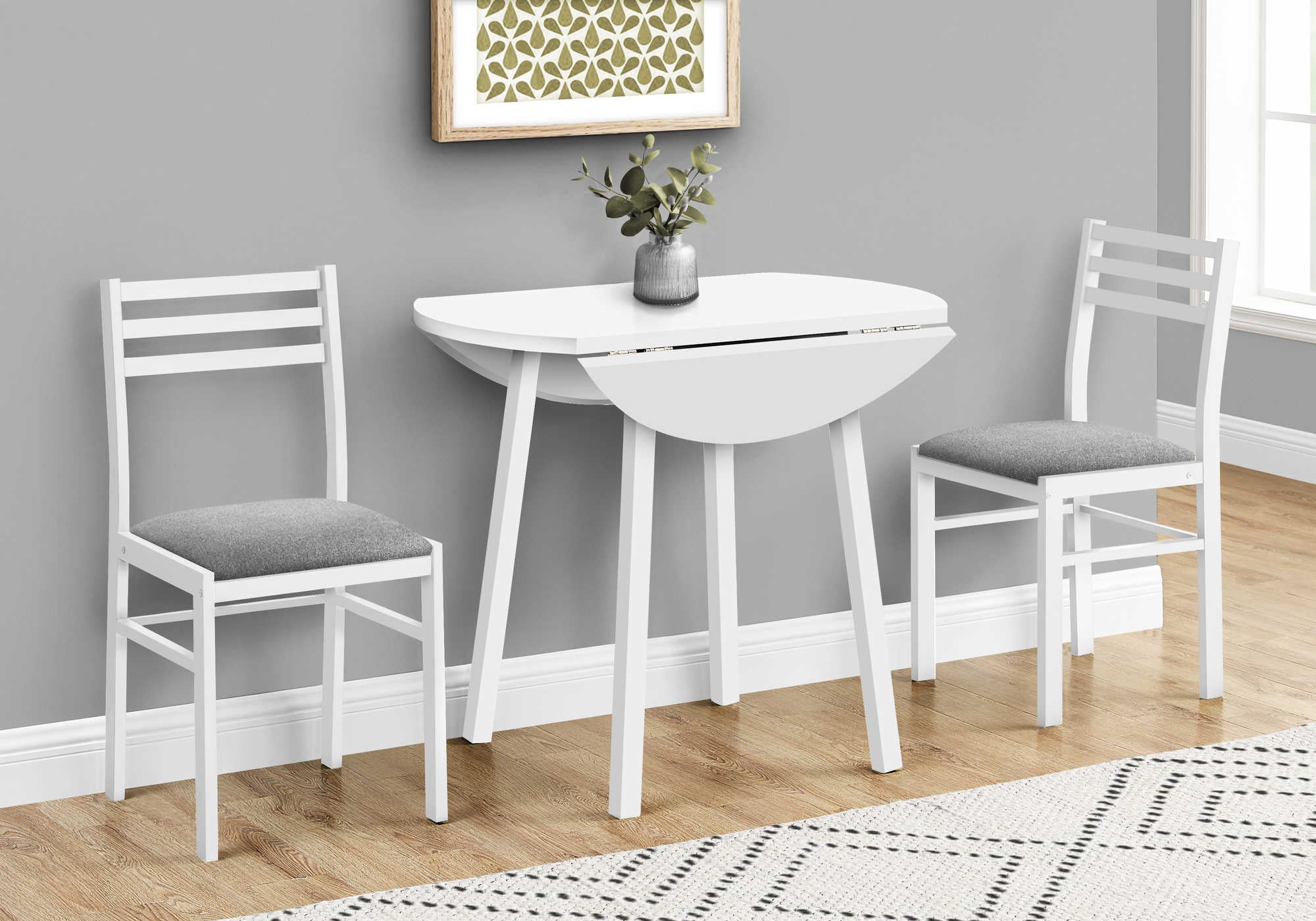 DINING SET - 3PCS SET / WHITE TOP / WHITE META /  I 1011