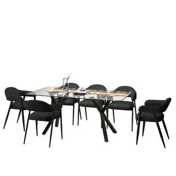 Stark/Archer Ensemble de salle à manger 7 pièces en noir avec chaise anthracite ( Meuble Mtl )