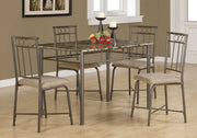 DINING SET - 5PCS SET / ESPRESSO MARBLE / BRONZE METAL :  I 1029