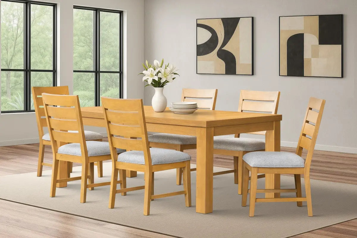 Ensemble à dîner Ottilie Miel | Table extensible 95 po en bois massif