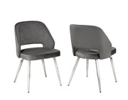 CHAISE DE SALLE À MANGER, JEU DE 2 - VELOURS GRIS ( Meuble Mtl )