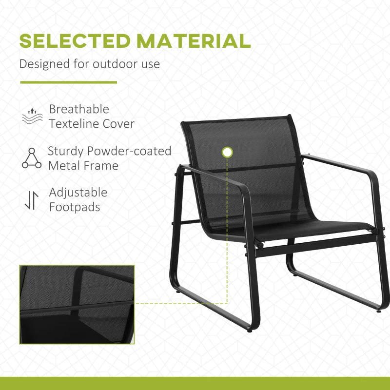Ensemble de meubles de patio 4 pièces avec siège Texteline, ensemble de conversation en plein air avec causeuse, table basse centrale pour terrasse de jardin, noir
