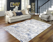 Tapis de salon Parksdale 5x8 | Bleu et Gris style vieilli