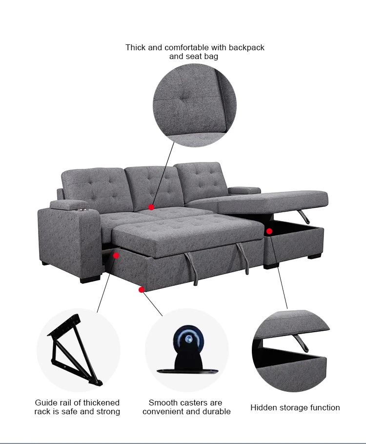 Canapé d'angle de style européen de haute qualité, canapé-lit gigogne