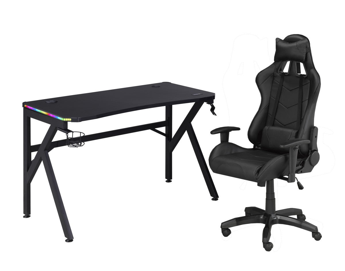 ENSEMBLE BUREAU ET CHAISE GAMING, NOIR ( Meuble Mtl )