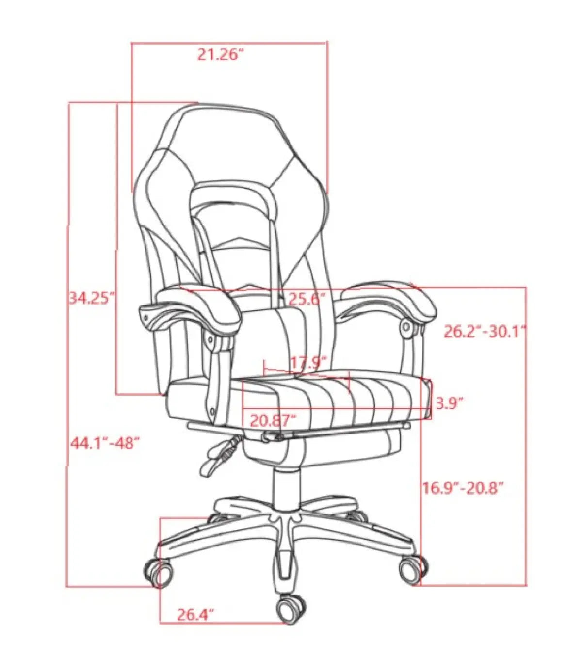 Brassed Ergonomic Gaming Chair | Black/Grey with Lumbar Support