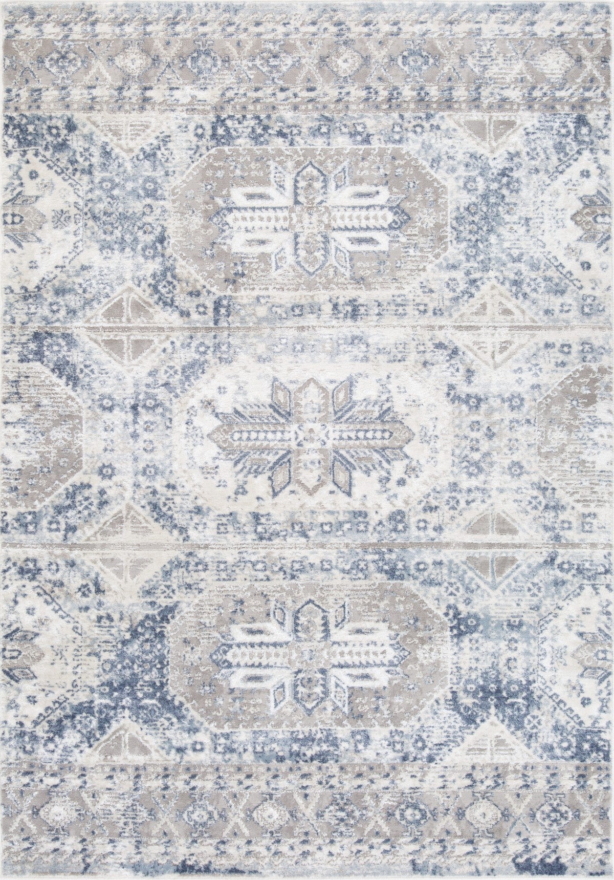 Tapis de salon Parksdale 5x8 | Bleu et Gris style vieilli
