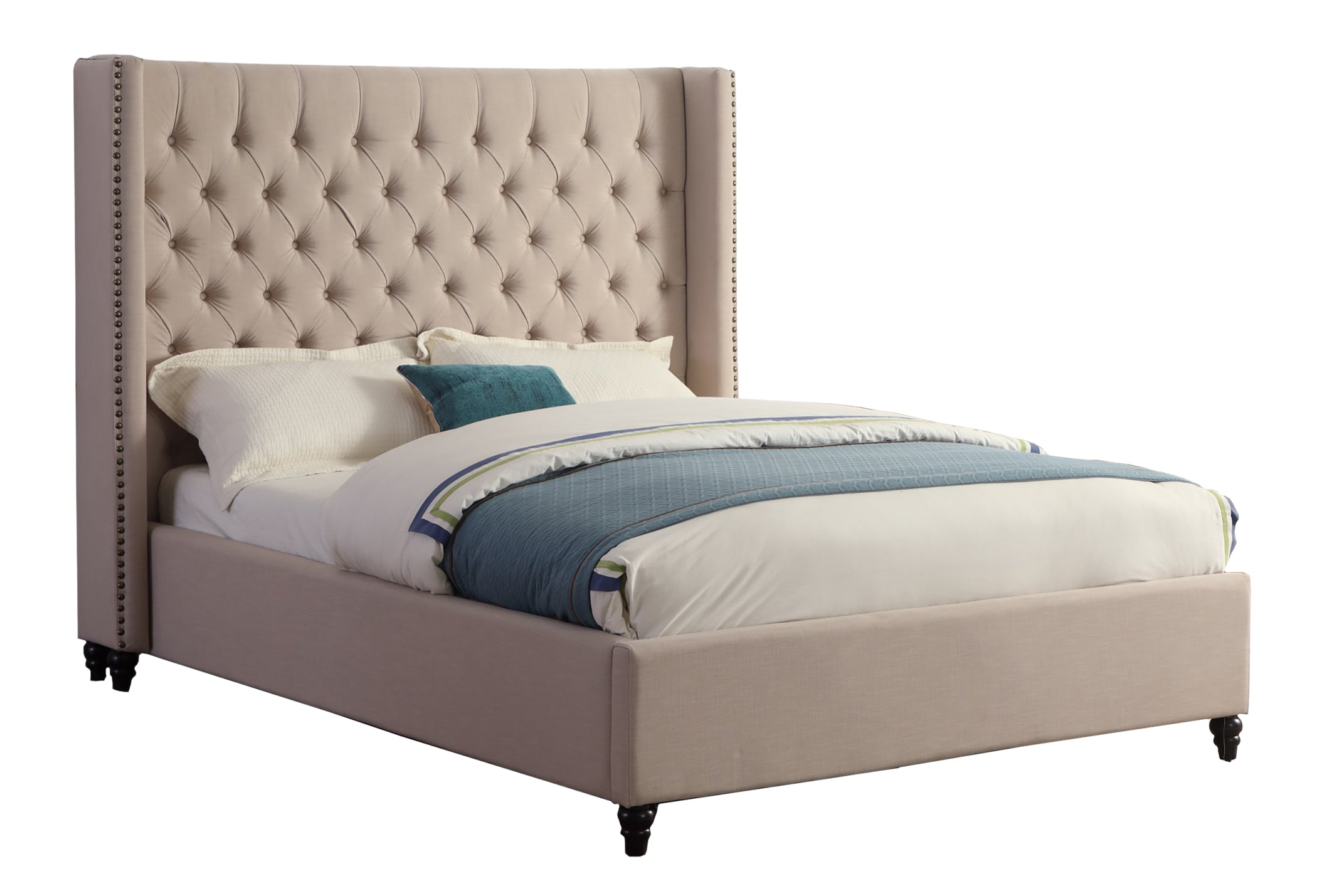 LIT PLATEFORME KING - BEIGE ( Meuble Mtl )