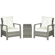 Ensemble bistro de patio 3 pièces avec housse de coussin amovible, beige
