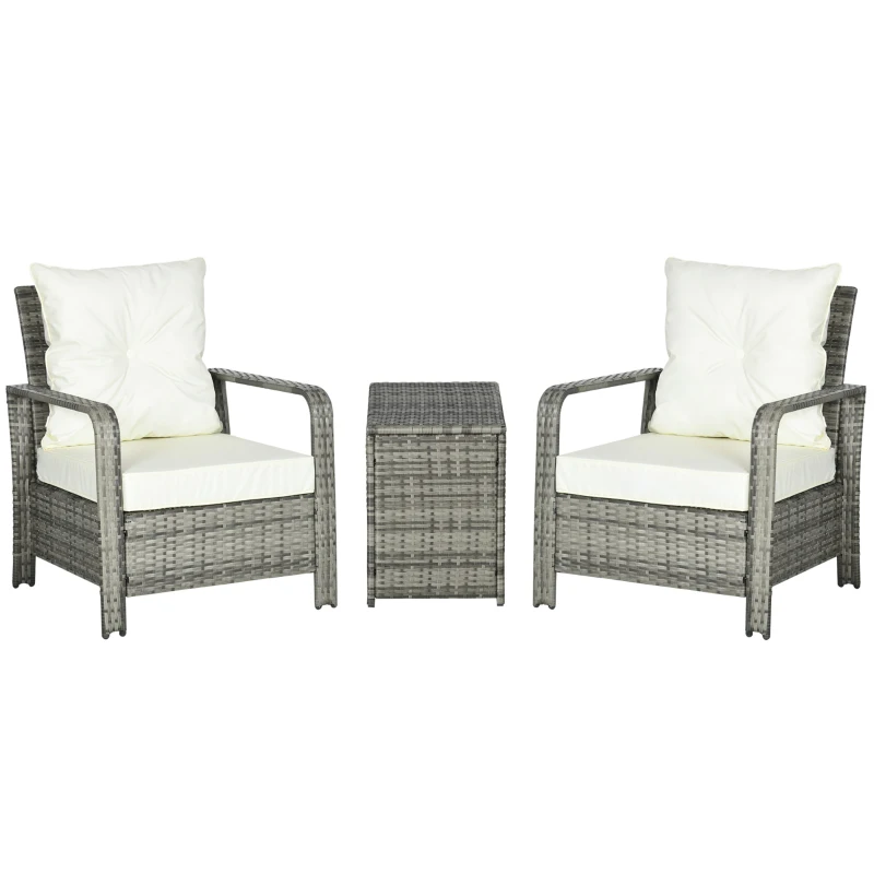 Ensemble bistro de patio 3 pièces avec housse de coussin amovible, beige