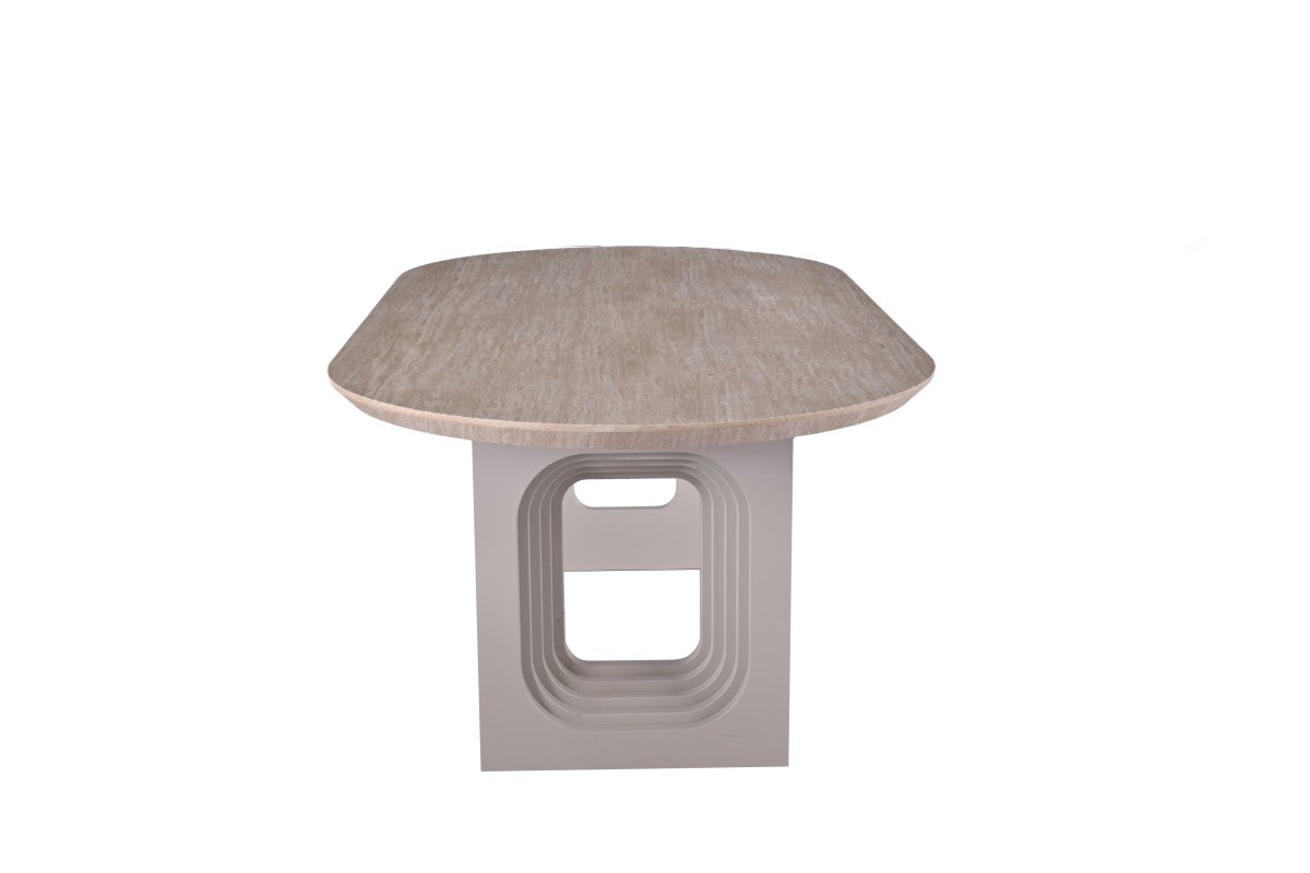 Table ovale Frankie - Finition travertin mat et crème