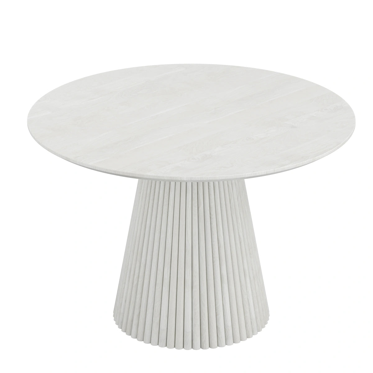 Table à manger ronde en bois Akira - Fini Blanc Lavé