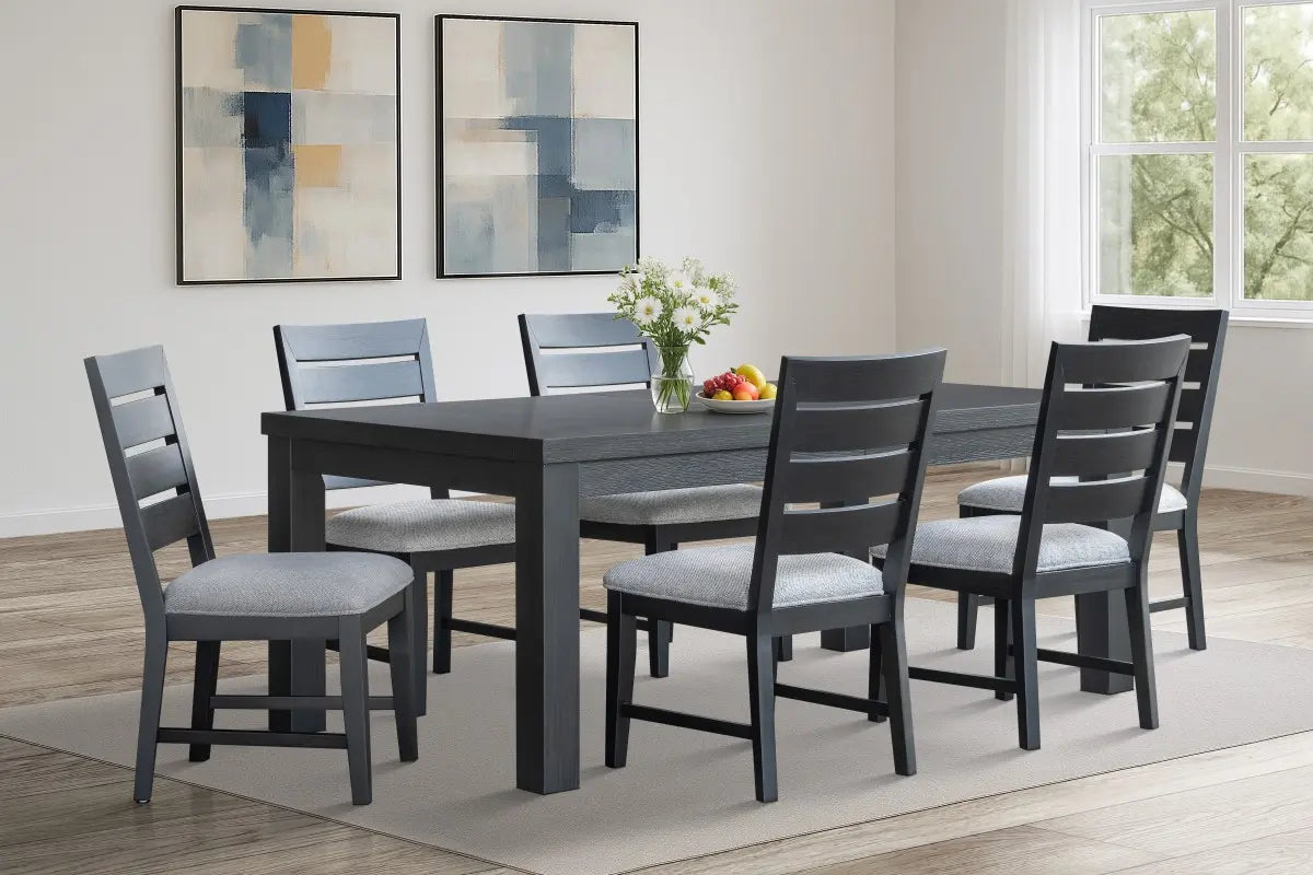 Ensemble à dîner Ottilie Noir Minuit | Table extensible en bois massif