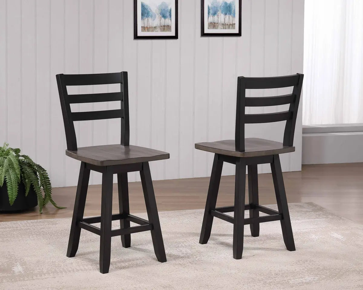 Set de 2 Tabourets de Comptoir Artega - Chêne et Gris