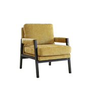 Fauteuil Carlo en Chenille Jaune - Cadre Noir Minuit