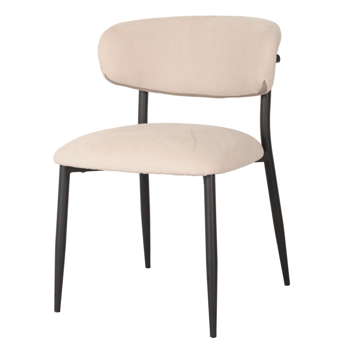 Chaises Gianna en tissu beige | Dossier incurvé et pattes noires