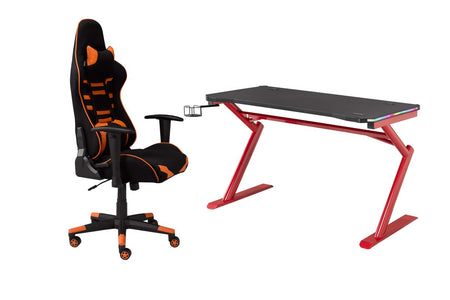 ENSEMBLE BUREAU ET CHAISE GAMING, ROUGE/NOIR ( Meuble Mtl )